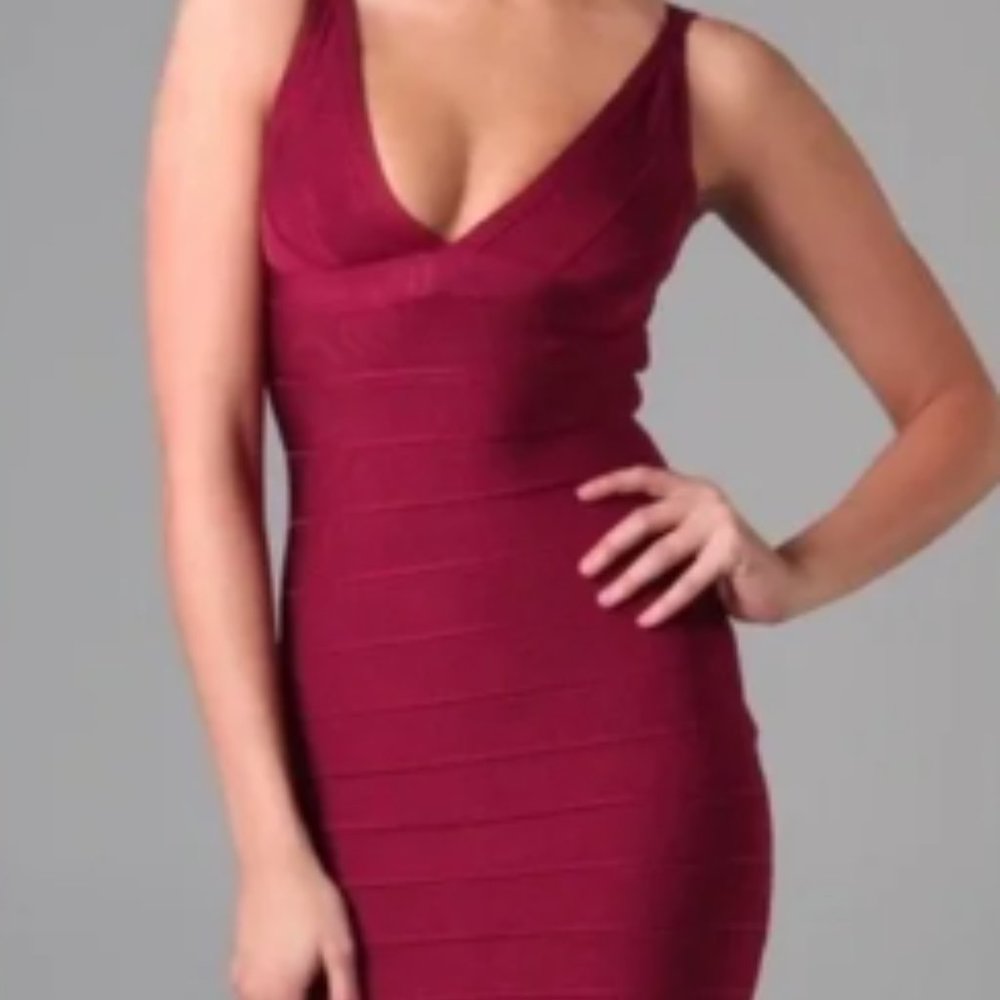 Herve Leger Sexy Red Bodycon Dress Size M